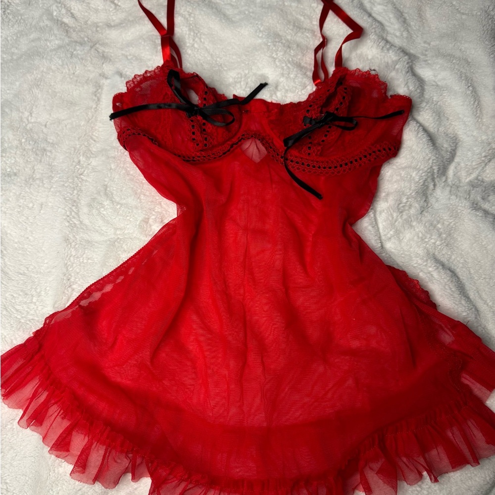 Frederick's of Hollywood Red Sheer Chemise